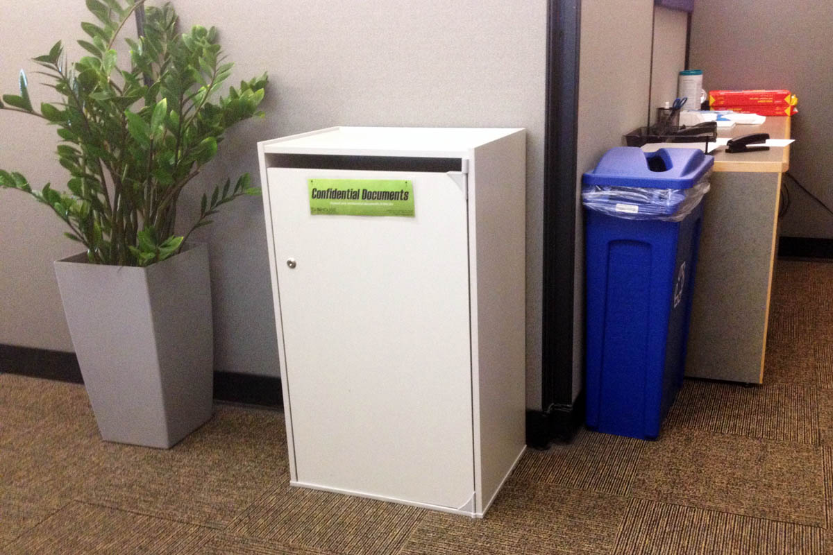 on site shredding service - locked executive console used for document shredding collection