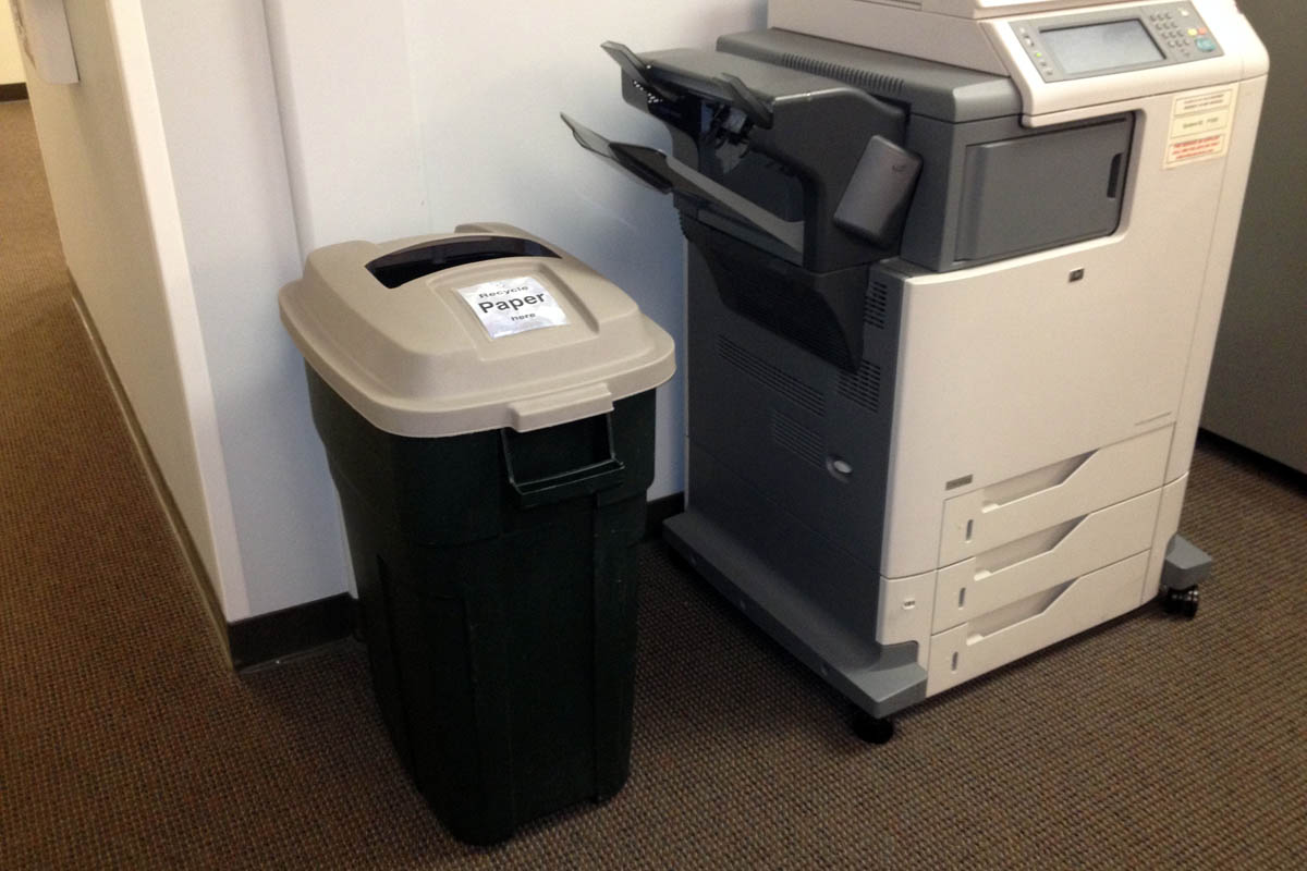 on site shredding service - mixed paper recycling bin