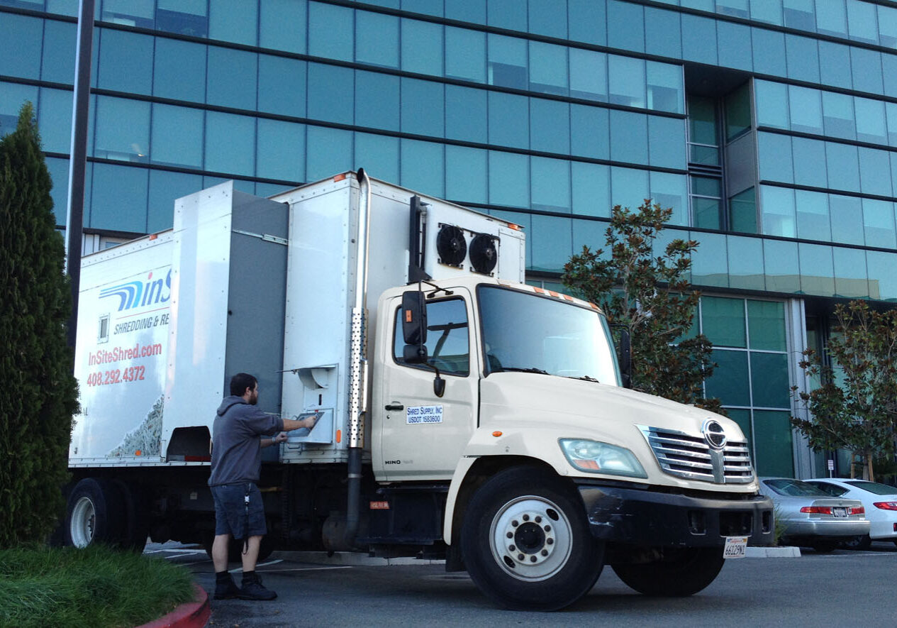 on site shredding service truck operation