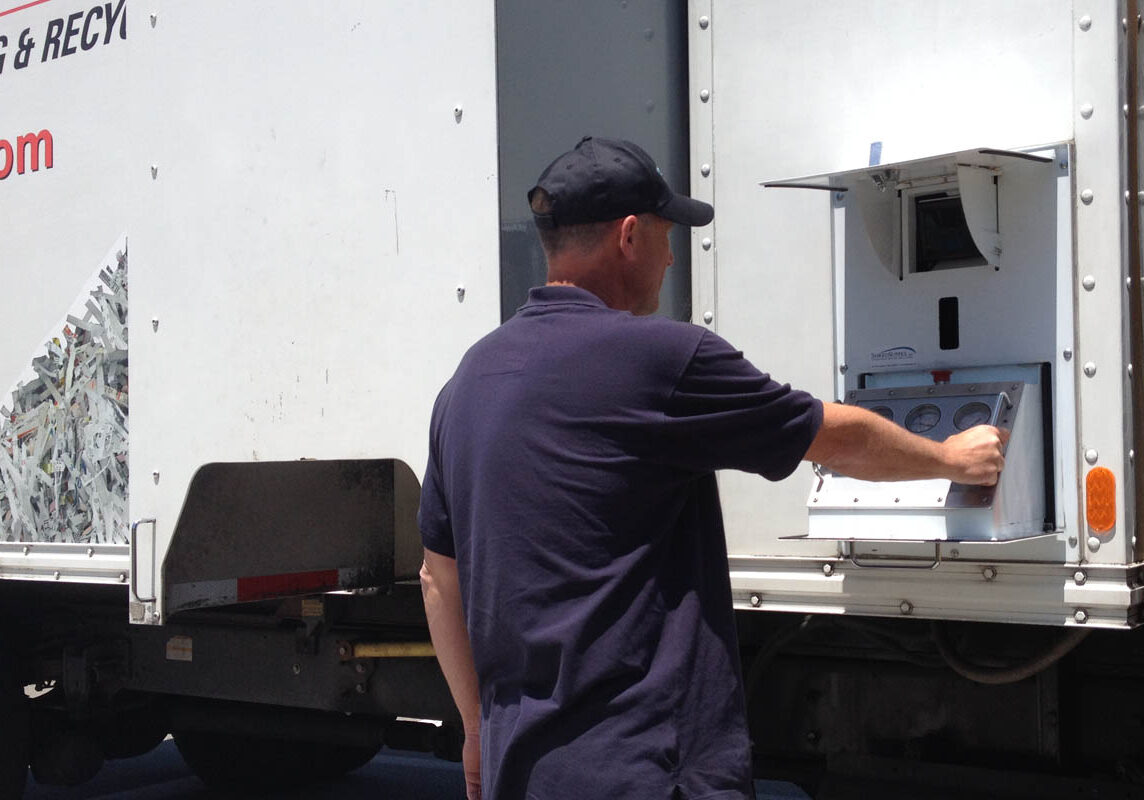 on site shredding truck - mobile shredding in operation